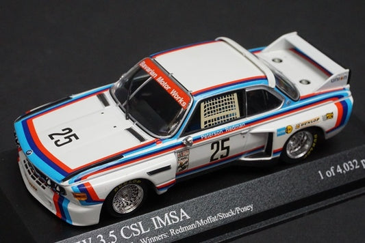 1:43 MINICHAMPS 430752925 BMW 3.5 CSL IMSA Sebring 12h Winner 1975 #25 Moffat/Stuck/Posey