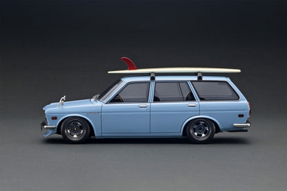 IG2223 ignition model 1:18 Nissan Datsun Bluebird 510 Wagon Light Blue Web Limited Surfboard