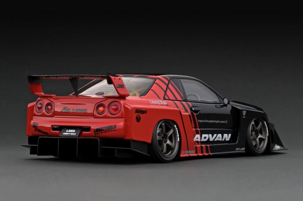 IG2703 Ignition model 1:18 Nissan LB-ER34 Super Silhouette Skyline Black / Red ADVAN