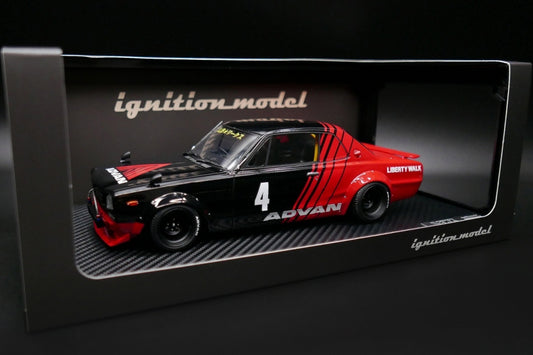 IG2646 ignition model 1:18 Nissan LB WORKS Hakosuka 2Door Black / Red ADVAN