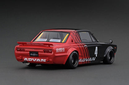 IG2646 ignition model 1:18 Nissan LB WORKS Hakosuka 2Door Black / Red ADVAN