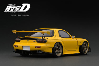 IG2868 ignition model 1:18 Mazda INITIAL D Mazda RX-7 FD3S Yellow