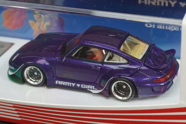 FM64002-RWB993-08D FuelMe Models  1:64 RWB 993 ARMYGIRL ver Orange Flame Pearl purple