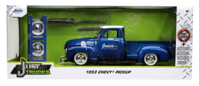 JADA32311 JadaToys 1:24 Chevrolet 1953 Pickup Blue/Josie's AUTO REPAIR