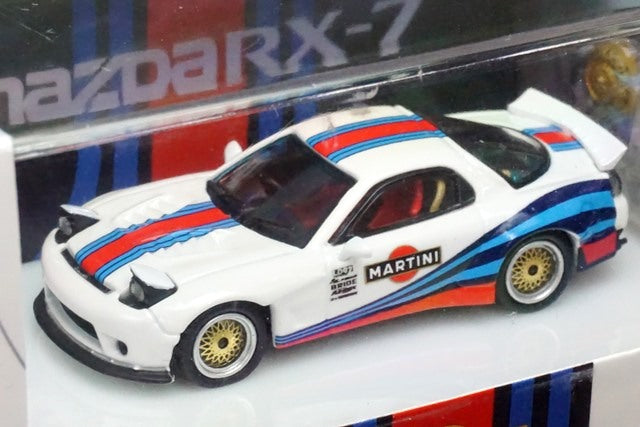 TM Time Micro 1:64 Mazda RX-7 MARTINI White with Engine & Figures model car