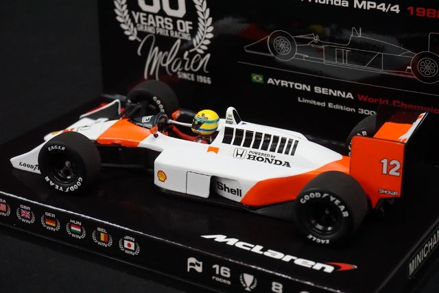 1:43 MINICHAMPS Mc-ES-1622-07 McLaren 1988 Mercedes MP4/4 #12 A.Senna model car