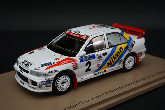 1:43 SPARK S6507 Mitsubishi Lancer Evolution III #2 Winner Rally Hong Kong Beijing  #2 Kenneth Eriksson Staffan Parmander