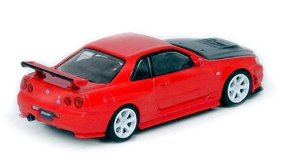 IN64-R34RT-ARED INNO MODELS 1:64 Nissan Skyline GT-R R34 R-TUNE Active Red Carbon Bonnet