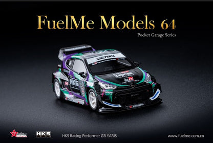 FM64009PG-01B Fuelme Models 1:64 Toyota HKS GR Yaris ADVAN GT Version White