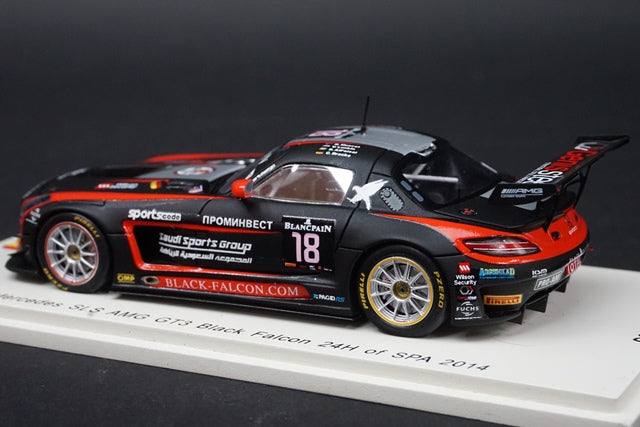 1:43 SPARK SB085 Mercedes SLS AMG GT3 Black Falcon 24h SPA 2014 #18 model car