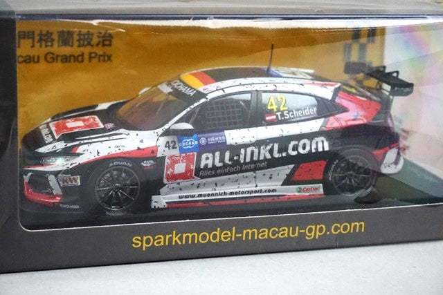 1:43 SPARK SA182 Honda Civic TypeR TCR WTCR 2nd Race 2 WTCR Macau Gear Race 2018 #42