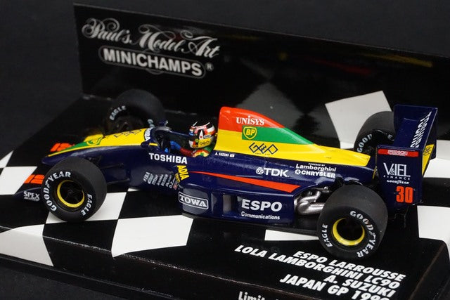 1:43 MINICHAMPS 400900030 Espo Larousse Lola Lamborghini LC90 Japanese GP 1990 #30 Aguri Suzuki