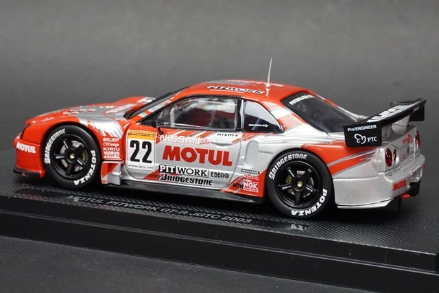 1:43 EBBRO P413 MOTUL Pitwork Skyline GT-R JGTC 2003 #22 Red/Silver model car