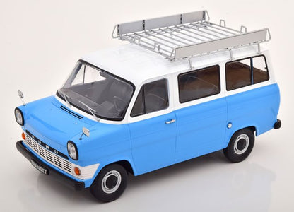 KKDC180464 KK Scale 1:18 Ford Transit Bus 1965-1970 with Roof Light Blue/White