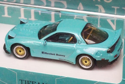 TM Time Micro 1:64 Mazda RX-7 Rocket Bunny Tiffany Blue model car