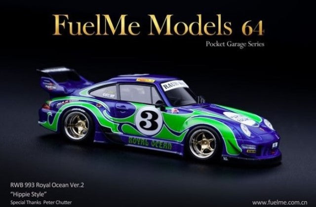 FM64002-RWB993-06B Fuelme Models 1:64 Porsche RWB 993 Royal Ocean ver.2