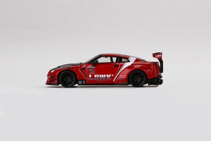 TSM MINI-GT LBWK Limited 1:64 LB-WORKS Nissan GT-R R35 Type2 Racing Spec Candy Red/LBWK Stripes