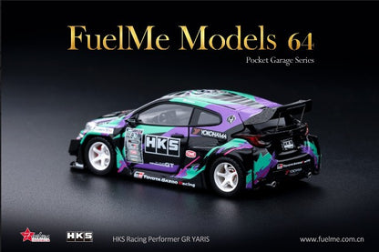 FM64009PG-01B Fuelme Models 1:64 Toyota HKS GR Yaris ADVAN GT Version White