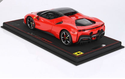 P18196C BBR 1:18 Ferrari SF90 Spider CLOSED ROOF Rosso Corsa 322/Base in eco-leather without case