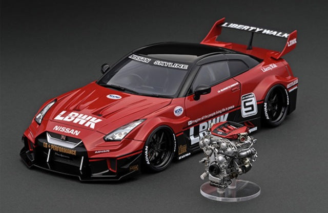 IG2855 ignition model 1:18 LB-Silhouette WORKS GT Nissan 35GT-RR Red/Black #5 With Engine