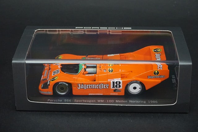 1:43 SPARK CAP04300111 Porsche 956 Sportwagen WM Norislink 100 miles T.Boutsen 1986 #18 Jagermeister