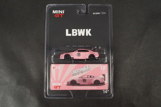 MC48-PK MINI-GT 1:64 LBWK Limited LB WORKS GT-R R35 type2 rear wing ver.3 Pink Pig RHD