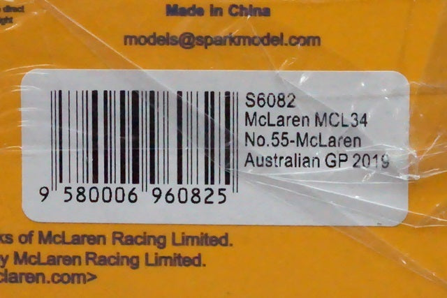 1:43 SPARK S6082 McLaren MCL34 Australian GP C.Sainz 2019 #55