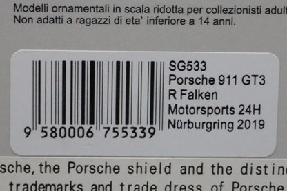 1:43 SPARK SG533 Porsche 911 GT3 R #44 FALKEN Motorsports 2019 24h Nurburgring 2019