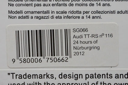 1:43 SPARK SG066 Audi TT-RS Nurburgring 24h 2012 #116 model cars