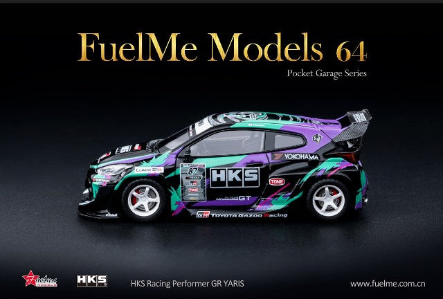 FM64009PG-01B Fuelme Models 1:64 Toyota HKS GR Yaris ADVAN GT Version White