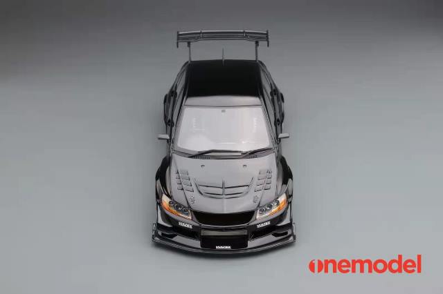 20C03-25 onemodel 1:18 Mitsubishi Voltex EVO IX Carbon Bonnet Version Black