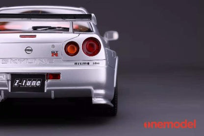 22A01-07 onemodel 1:18 Nissan NISMO R34 GT-R Z-tune Silver