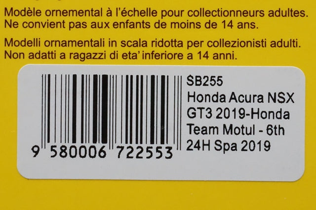 1:43 SPARK SB255 Honda Acura NSX GT3 Honda Team Motul SPA 24h 2019 #30