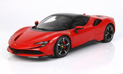 P18196C BBR 1:18 Ferrari SF90 Spider CLOSED ROOF Rosso Corsa 322/Base in eco-leather without case