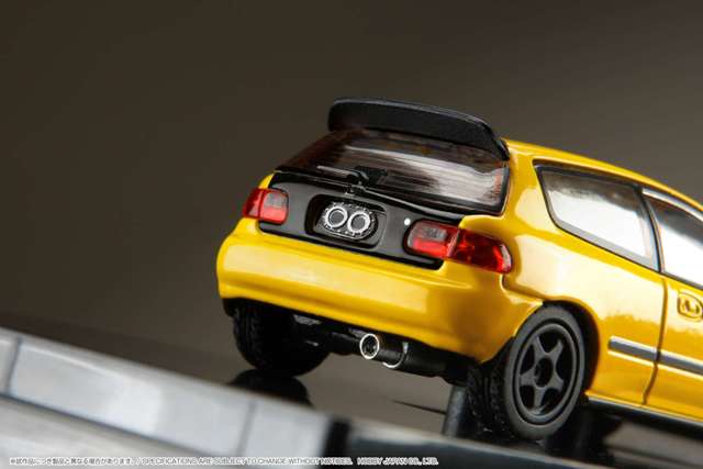 HJ642017AY Hobby JAPAN 1:64 Honda Civic EG6 JDM Style Custom Version / with Engine Display Model Yellow