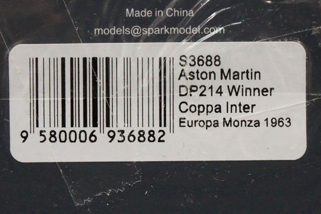 1:43 SPARK S3688 Aston Martin DP214 1963 Monza Coppa Inter-European Winner #46 R. Salvadori