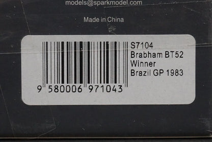 1:43 SPARK S7104 Brabham BT52 Brazil GP 1983 #5 Winner N.Piquet