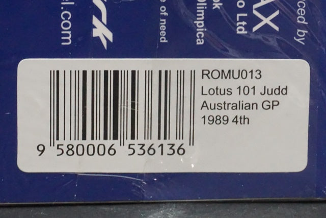 1:43 SPARK ROMU013 Lotus 101 Judd Australia GP 4th Satoru Nakajima 1989 #12 CAMEL