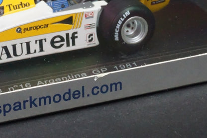 1:43 SPARK S3852 Renault RE20B Argentine GP 1981 #16 R.Arnoux