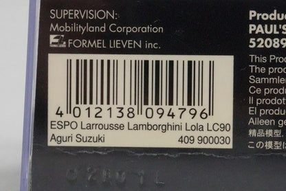 1:43 MINNICHAMPS 409900030 SUZUKA LEGEND ESPO LAROUSE Lamborghini Lola LC90 Aguri Suzuki 1990 #30