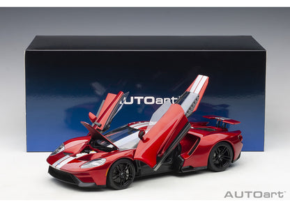 72943 AUTOart 1:18 Ford GT 2017 Metallic Red/Silver Stripe model cars