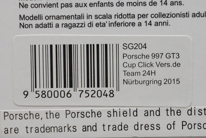 1:43 SPARK SG204 Porsche 997 GT3 Cup Click Vers.de Team 24h Nurburgring 2015 #69 model car