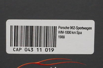 1:43 SPARK CAP04311019 Cartima Special Order Porsche 962 Sportwagen WM SPA 1000km 1988 #5 Jagermeister