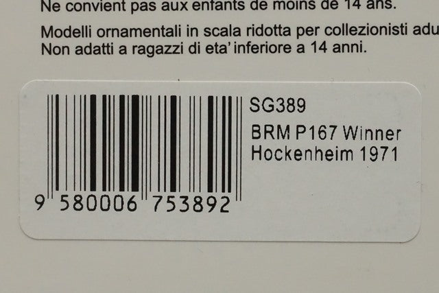 1:43 SPARK SG389 BRM P167 Hockenheim winner B.Redman 1971 #38