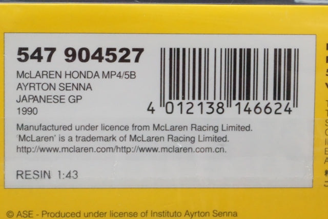 547904527 MINICHAMPS 1:43 McLaren Honda MP4/5B Ayrton Senna Japan GP1990