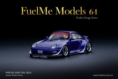 FM64002-RWB993-08D FuelMe Models  1:64 RWB 993 ARMYGIRL ver Orange Flame Pearl purple