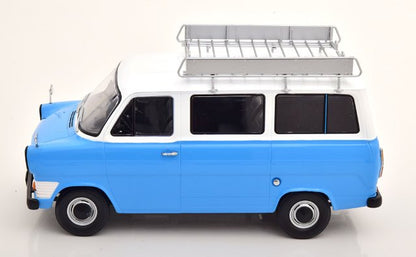 KKDC180464 KK Scale 1:18 Ford Transit Bus 1965-1970 with Roof Light Blue/White