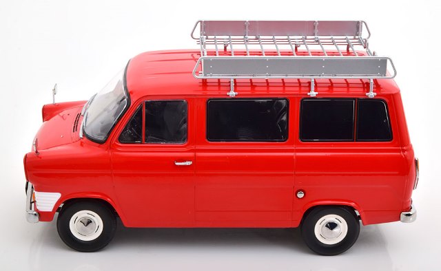 KKDC180465 KK scale 1:18 Ford Transit Bus 1965-1970 with Roof Rack Red