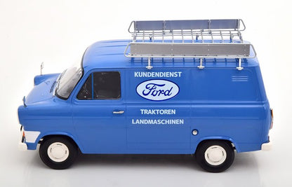 KKDC180494 KK Scale 1:18 Ford Transit Delivery Van 1970 Kundendienst Ford with Roof Rack Light Blue/White