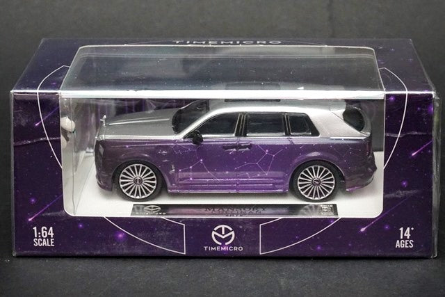 TM Time Micro 1:64 Rolls Royce Mansory Cullinan RR Starry Sky/Purple with Figure